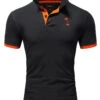 Poloshirt EDIN In Schwarz-Orange -ChicWelt Verkaufs-Shop behype poloshirt edin in schwarz orange