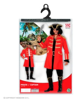 2tlg. Kostüm "Piratenkapitän" In Rot