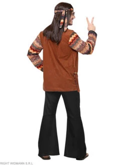 4tlg. Kostüm "Hippie" In Braun/ Schwarz -ChicWelt Verkaufs-Shop carnival party 4tlg kostum hippie in braun schwarz 2
