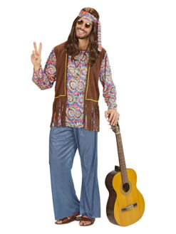 4tlg. Kostüm "Psychodelic Hippie" In Bunt/ Braun