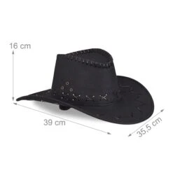 1x Cowboyhut In Schwarz -ChicWelt Verkaufs-Shop relaxdays 1x cowboyhut in schwarz 3