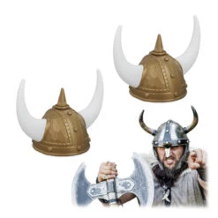 2x Wikinger Helm In Gold/ Weiß