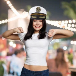 4x Kapitänsmütze In Weiß/ Schwarz -ChicWelt Verkaufs-Shop relaxdays 4x kapitansmutze in weiss schwarz 2