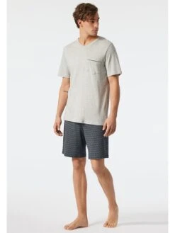 Schiesser Pyjama In Hellgrau/ Dunkelblau -ChicWelt Verkaufs-Shop schiesser pyjama in hellgrau dunkelblau 2