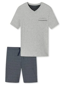 Schiesser Pyjama In Hellgrau/ Dunkelblau -ChicWelt Verkaufs-Shop schiesser pyjama in hellgrau dunkelblau 5