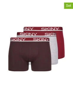 Skiny 3er-Set: Boxershorts In Bordeaux/ Grau