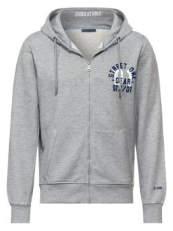 STREET ONE Sweatjacke In Grau/ Dunkelblau -ChicWelt Verkaufs-Shop street one sweatjacke in grau dunkelblau 3